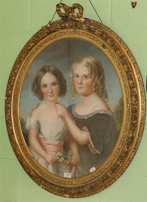 Lot 1300 - Samuel Howell (fl. c.1828-1856) Double portrait of two young girls, half length, signed and...