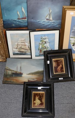 Lot 1306 - 20th century Provincial school, a set of three naive marine oils signed Marchington, two...