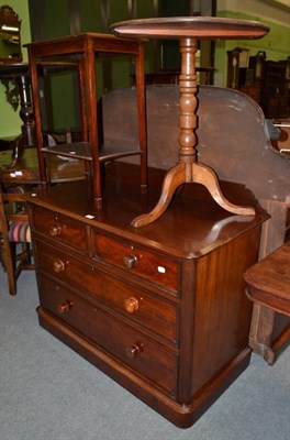 Lot 1344 - A mahogany three height chest of drawers, a rectangular cross banded occasional table and an...