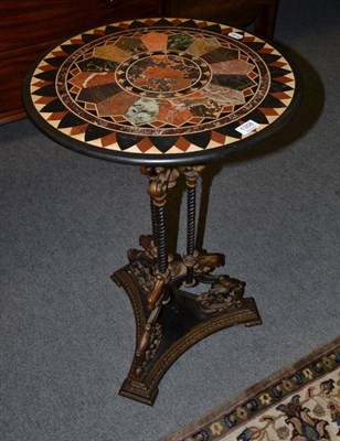 Lot 1358 - A cast iron occasional table with circular specimen marble top