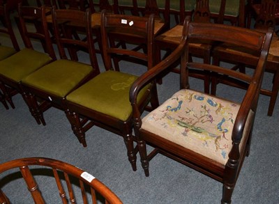 Lot 1369 - A set of six (5+1) 19th century mahogany dining chairs, with turned front support