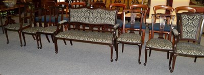 Lot 1374 - A seven piece Edwardian parlour suite (re-upholstered)