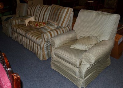 Lot 1380 - A pair of modern upholstered armchairs and a sofa