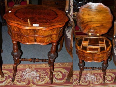 Lot 1383 - A Victorian walnut sewing table