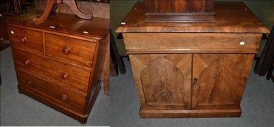 Lot 1402 - A Victorian mahogany sideboard and a three height chest of drawers