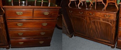 Lot 1409 - An Edwardian four height chest of drawers and a mahogany sideboard