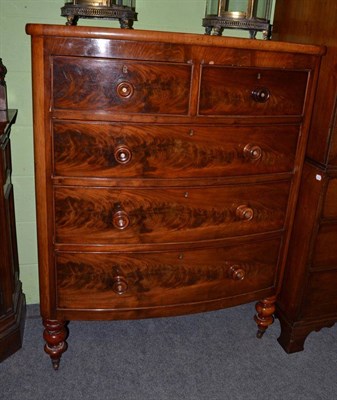 Lot 1419 - A Victorian mahogany bow front four height chest of drawers