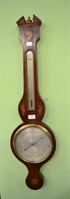 Lot 1425 - A marquetry inlaid barometer, the silvered dial inscribed A. Maspoli & Co, Hull