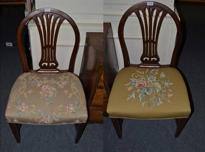 Lot 1442 - A pair of 19th century mahogany dining chairs with arched back, pierced splat and dish seat