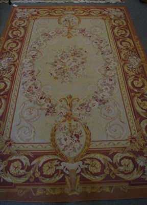 Lot 1445 - Chinese Aubusson rug, late 20th century, the cream field centred by a floral medallion enclosed...