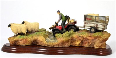 Lot 2 - Border Fine Arts 'All in a Day's Work' (Farmer on ATV Herding Sheep), model No. B0593 by Kirsty...