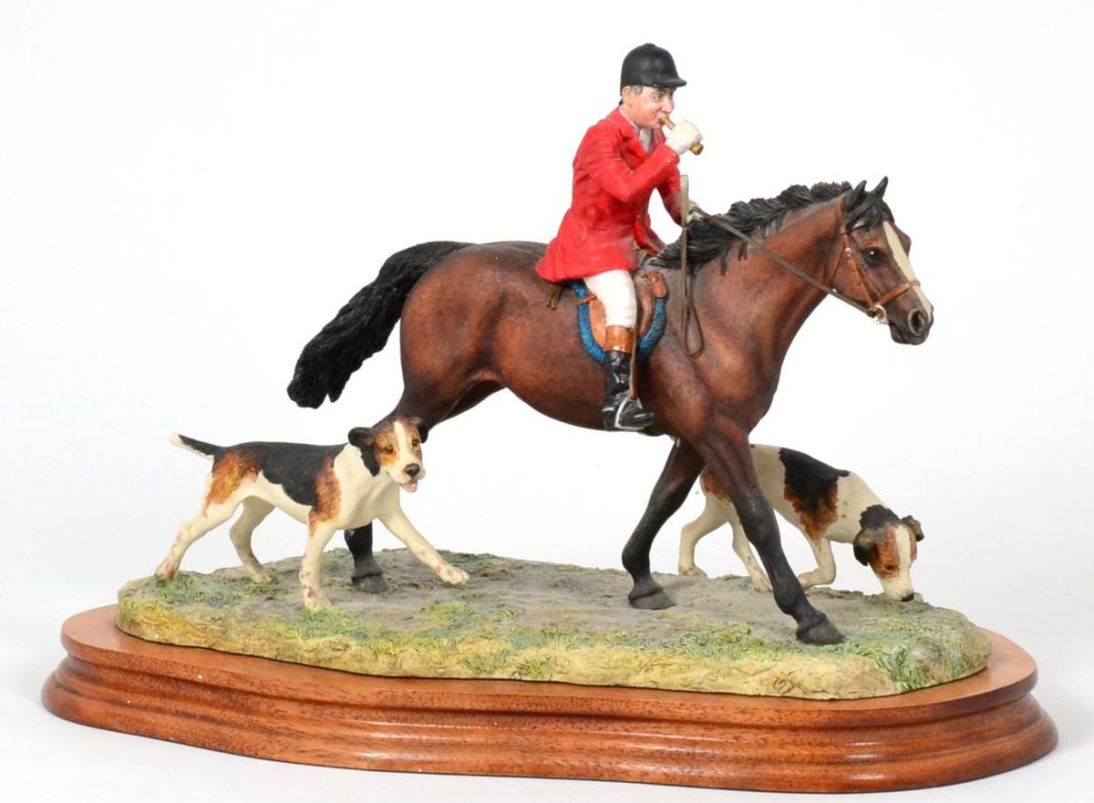 Lot 20 - Border Fine Arts 'Collecting the Hounds' (Huntsman and two Hounds), model No. L125 by Anne...