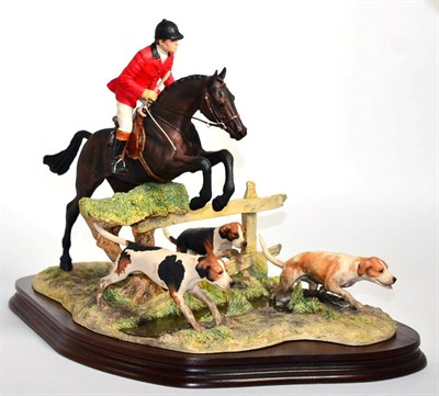 Lot 32 - Border Fine Arts 'Halloa Away' (Jumping Huntsman and three Hounds), model No. L104 by Anne...