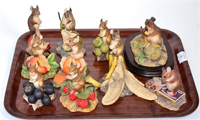 Lot 45 - Border Fine Arts Mice by Ray Ayres Comprising: 'Mouse on Apple Core', model No. 017; 'Mouse on...