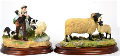 Lot 51 - Border Fine Arts 'On the Hill' (Shepherd, Sheep and Border Collie), model No. B0877 by Craig...