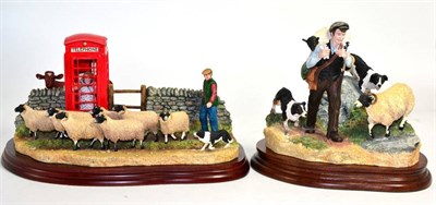 Lot 52 - Border Fine Arts 'On the Hill' (Shepherd, Sheep and Border Collie), model No. B0877 by Craig...
