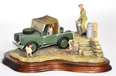 Lot 53 - Border Fine Arts 'Putting Out the Milk' (Landrover), model No. JH66 by Ray Ayres, limited...