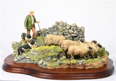 Lot 73 - Border Fine Arts 'The Crossing' (Shepherd, sheep and collie), model No. B0013 by Ray Ayres, limited