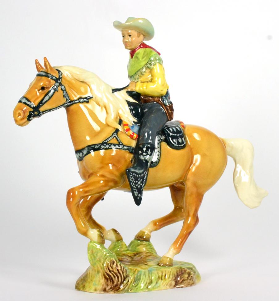 Lot 94 - Beswick Canadian Mounted Cowboy, model No. 1377, palomino gloss