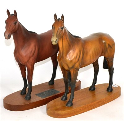 Lot 99 - Beswick Connoisseur Horse Arkle, model No. 2065, bay matt, on wooden plinth, and another (2)