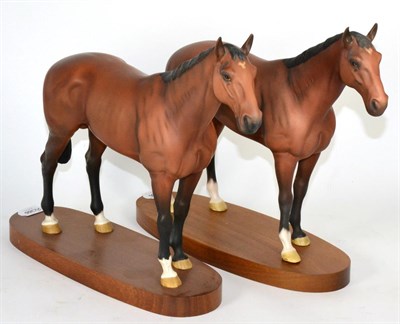 Lot 102 - Beswick Connoisseur Horse Nijinsky, model No. 2345, bay matt, on wooden plinth, and Royal...