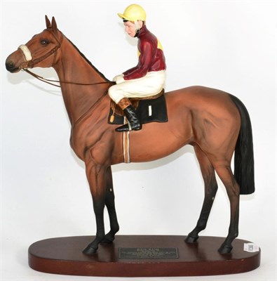 Lot 103 - Beswick Connoisseur Horse 'Red Rum - Brian Fletcher Up', model No. 2511, bay matt, on wooden plinth