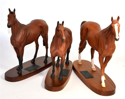 Lot 104 - Beswick Connoisseur Horses : Arkle, model No. 2065, Red Rum, model No. 2510 and The Minstrel, model