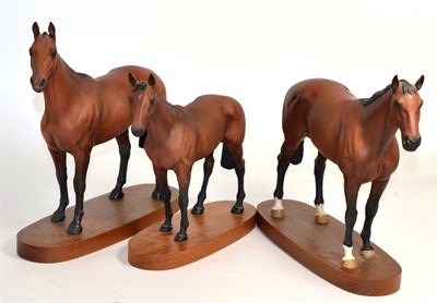 Lot 105 - Beswick Connoisseur Horses: Arkle, model No. 2065, Njinsky, model No. 2345 and Mill Reef, model No.