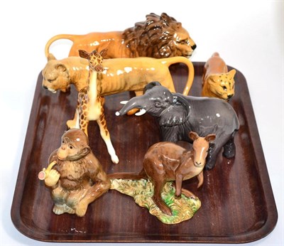 Lot 116 - Beswick Wild Animals Comprising: Lion - Facing Right, model No. 1506, Lioness - Facing Left,...
