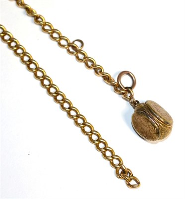 Lot 186 - A curb link chain suspending a gilt triple locket pendant, chain length 38cm