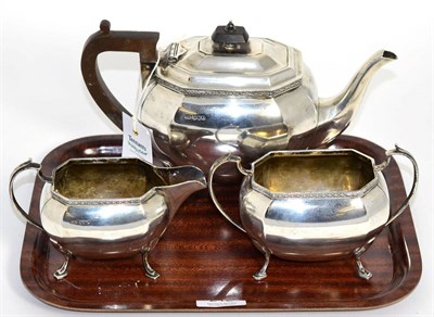 Lot 212 - A silver three piece teaset, by Lee & Wigfull 1936/37