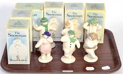 Lot 226 - Six Royal Doulton Snowman figures Stylish DS3; Cowboy DS6; The Snowman DS2; Lady Snowman DS8;...