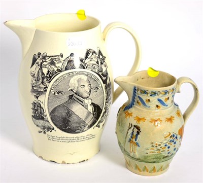 Lot 232 - A stoneware jug and a transfer printed jug commemorating Earl St. Vincent K.B. Admiral of the Blue