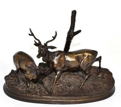 Lot 255 - After Pierre Jules Mene (French 1810-1879) a 20th centruy Coalbrookdale bronze model of a stag...