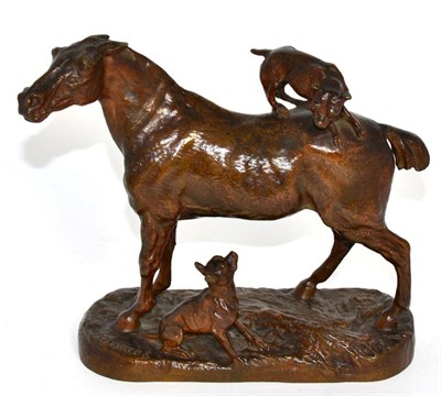 Lot 258 - A 20th century bronze of a horse and hounds