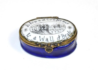 Lot 342 - A Georgian enamel patch box ";Alound Confience is a wall of brals"; (a.f.)