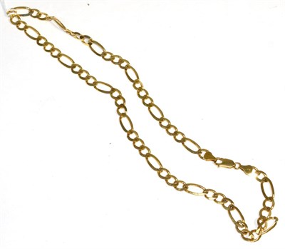 Lot 343 - A 9 carat gold figaro link chain necklace, length 51cm