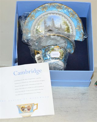 Lot 353 - A Wedgwood trio decorated Historic Town of Cambridge, limited edition, boxed