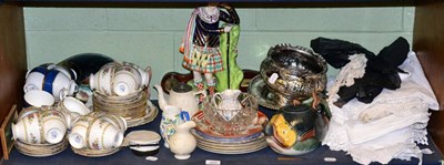 Lot 369 - A Staffordshire figure, table linen, plated ware, decorative ceramics etc