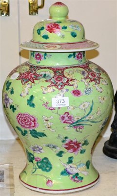 Lot 373 - A Chinese famille vert baluster jar and cover