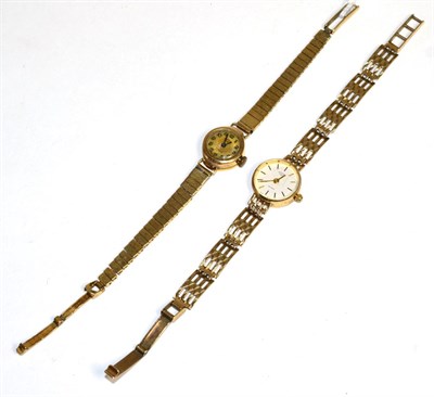 Lot 392 - Two 9 carat gold cased Rotary wrist watches, on an integral 9 carat gold straps (2)