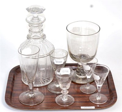 Lot 437 - Assorted 18/19th glasswares including decanter and stopper, large rummer etc (7)