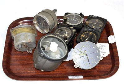 Lot 468 - Four 8-day military aircraft cockpit clocks, two marked type A-11 and one marked type A-13A,...