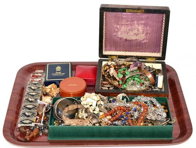 Lot 475 - A large quantity of costume jewellery, including two Siam niello bracelets, a Siam niello bell...