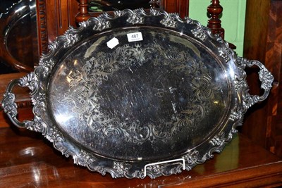 Lot 487 - A two handled silver plated tray