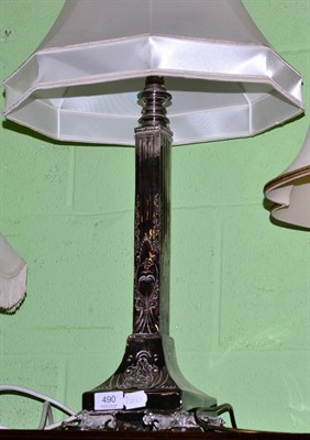 Lot 490 - A silver plated table lamp