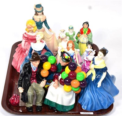 Lot 501 - Six Royal Doulton figures including The Balloon Man, The Old Balloon Seller etc together with...