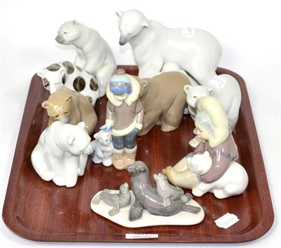 Lot 507 - Ten Lladro polar bears/seals/Eskimo groups