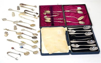 Lot 520 - An interesting collection of silver including an apostle tea spoons Birmingham marks, various...