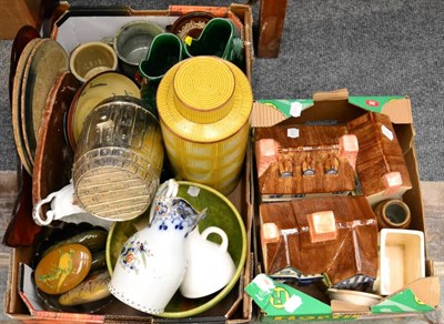 Lot 1033 - A group of miscellaneous including a Royal Doulton tobacco jar, Dartmouth pottery glug jugs,...